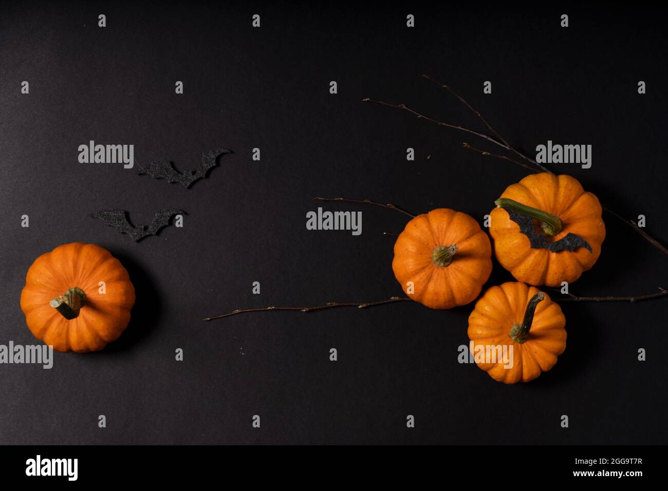 Halloween scene on orange background Stock Photo - Alamy