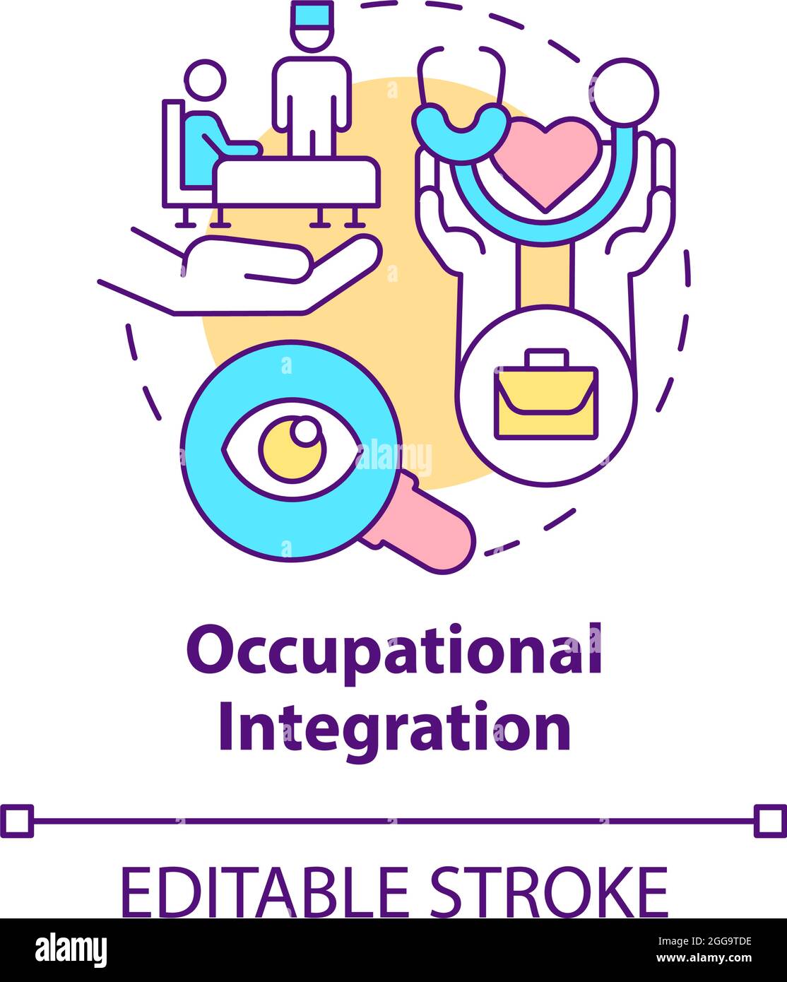 Occupational integration concept icon Stock Vector