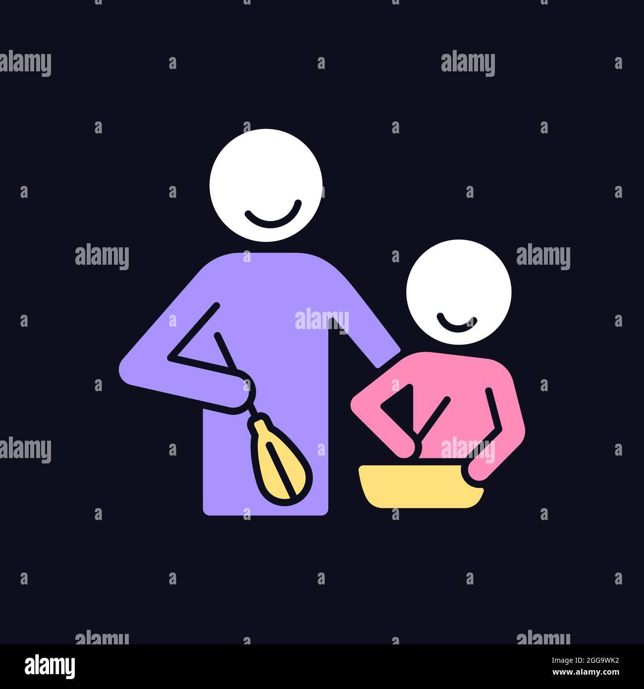 Cooking with kid RGB color icon for dark theme Stock Vector Image & Art ...