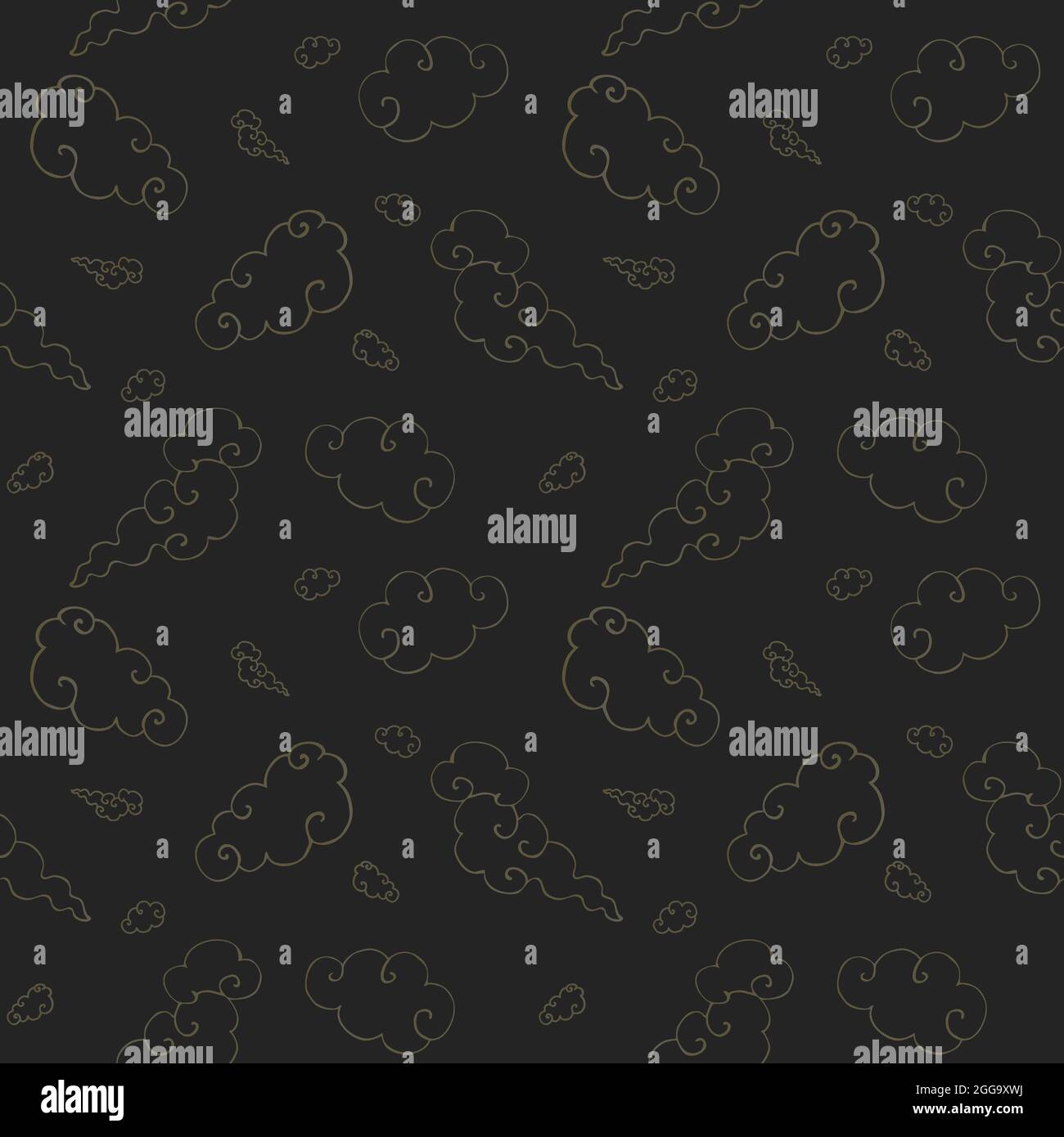 Seamless pattern with Chinese style clouds on black Stock Vector