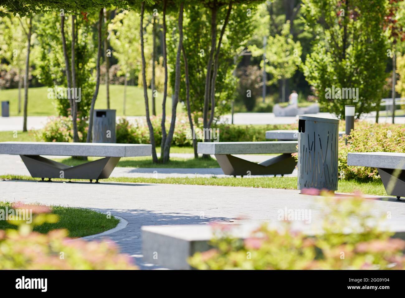 footpath walkway in summer park in sunny day Stock Photo - Alamy