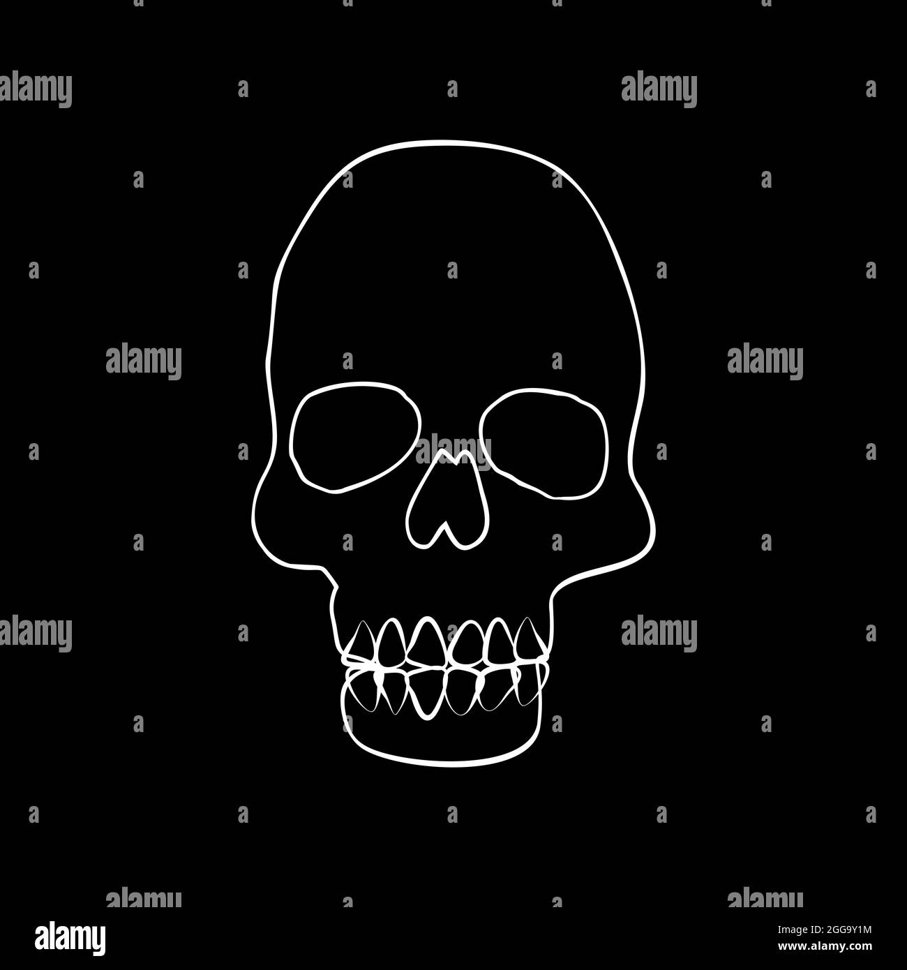 Vintage Mystic line art Skull Illustration. Stock Vector