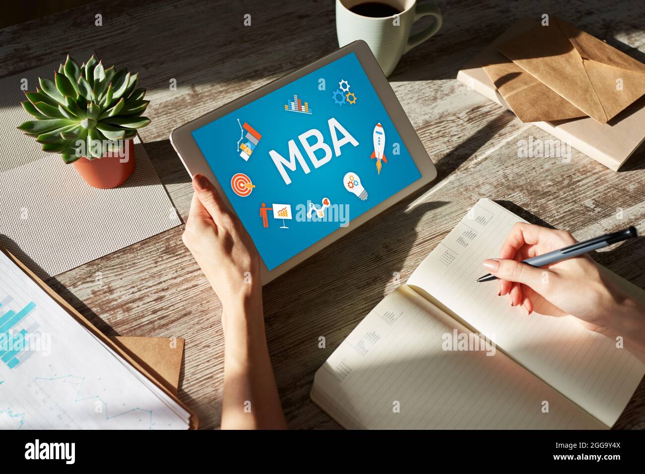 MBA Master Business Administration Education Learning Study E-learning PErsonal Growth and Career Development Stock Photo