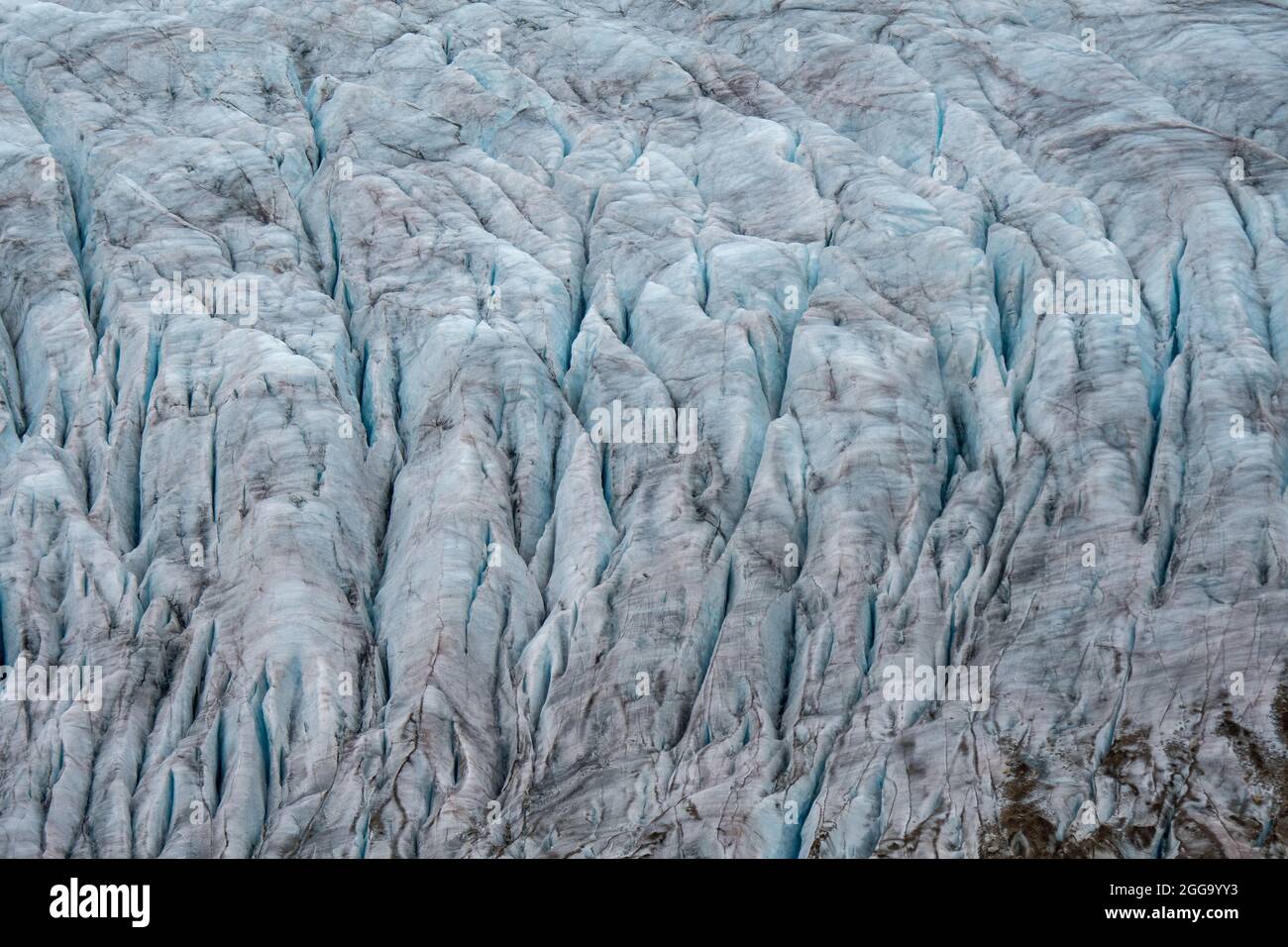 details of the ice structure on Aletsch Glacier in the swiss alps Stock Photo