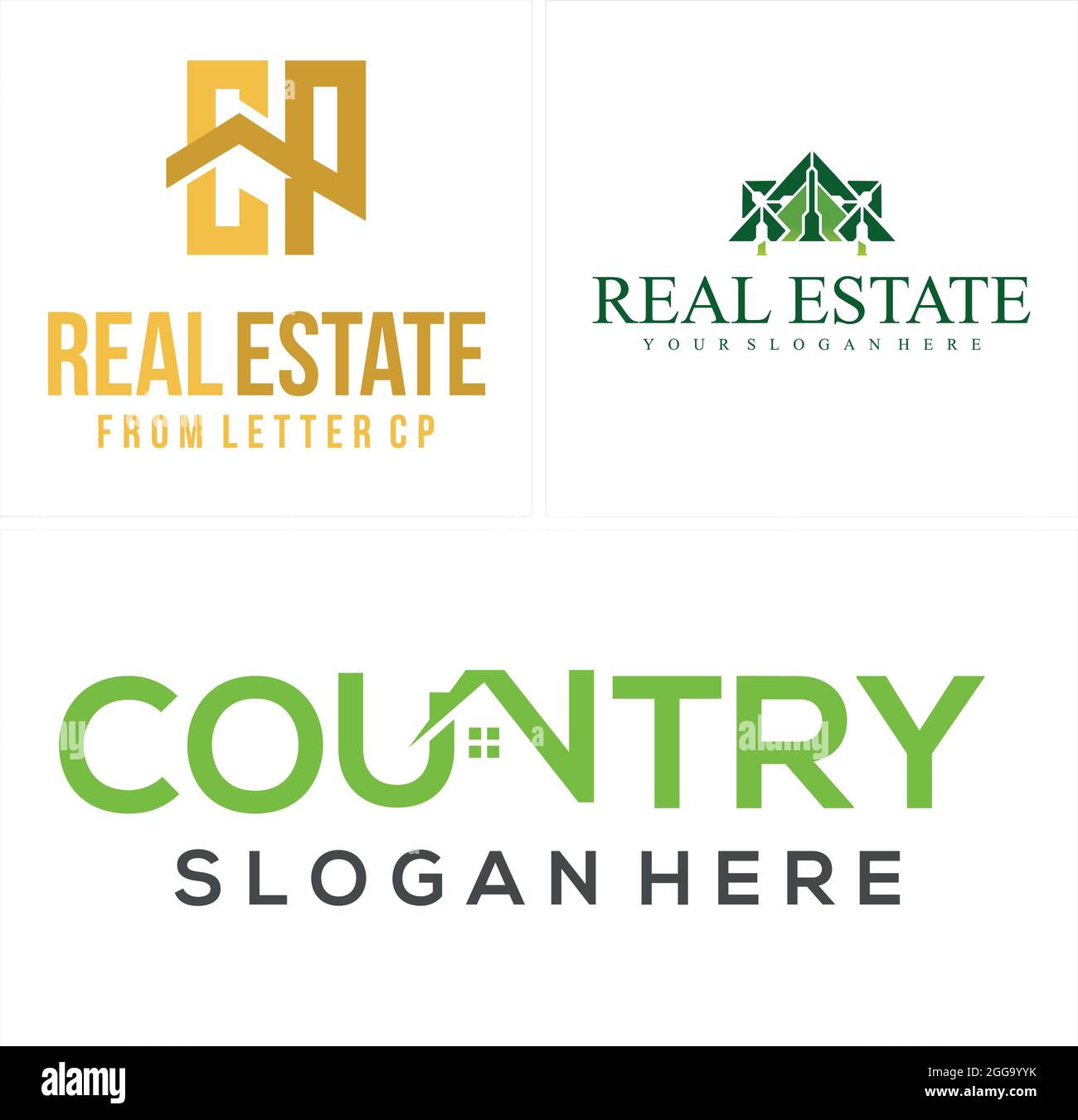 Real estate logo with letter CP home building combination design  Stock Vector