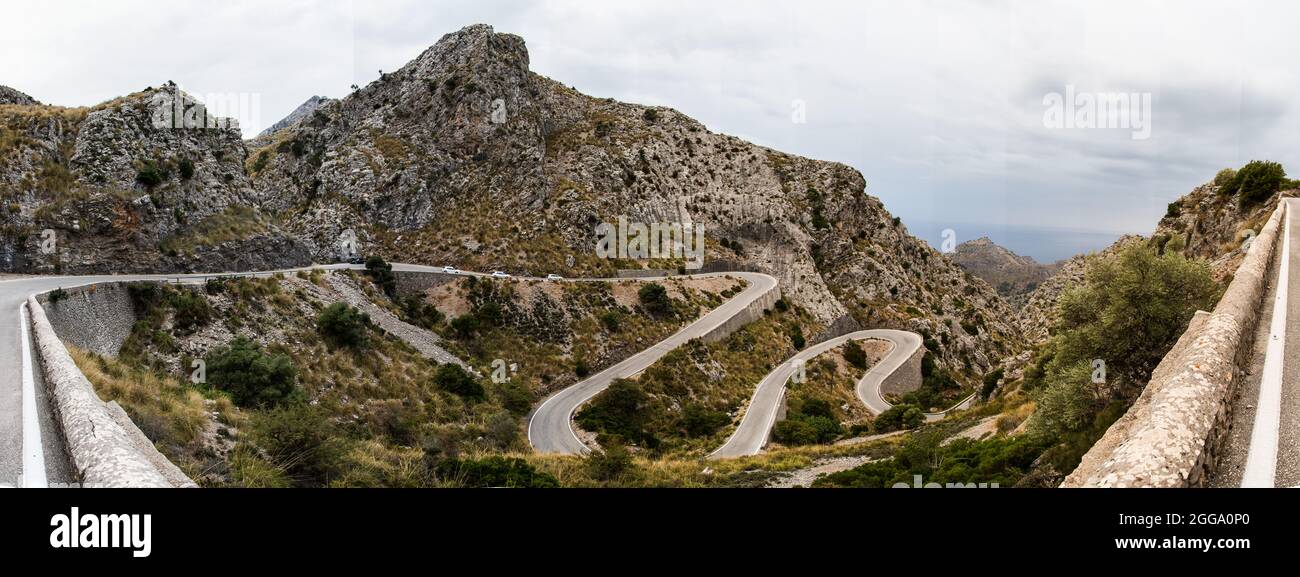 Sa Calobra road in Mallorca, Spain. One of the best roads in the world. Stock Photo