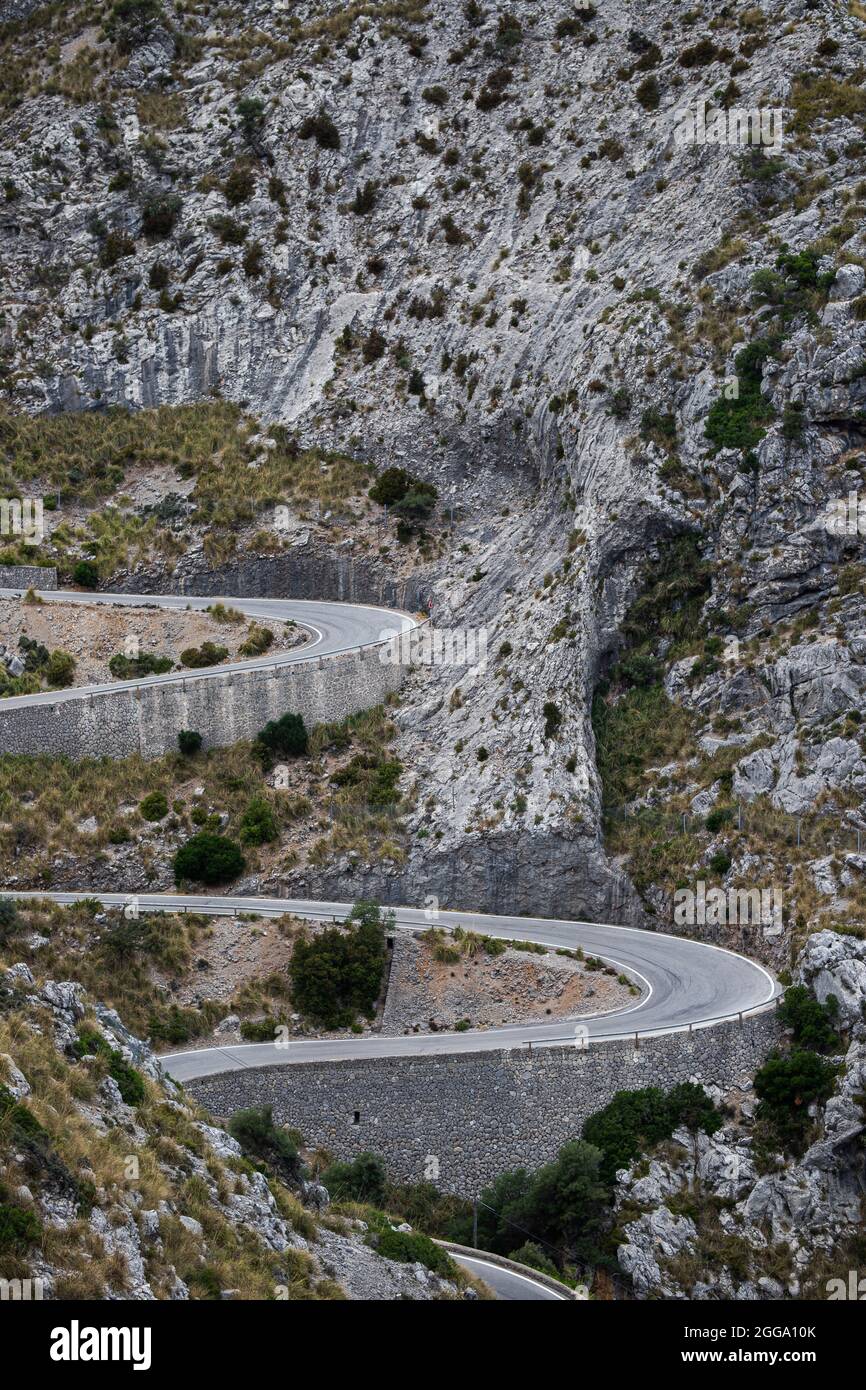 Sa Calobra road in Mallorca, Spain. One of the best roads in the world. Stock Photo