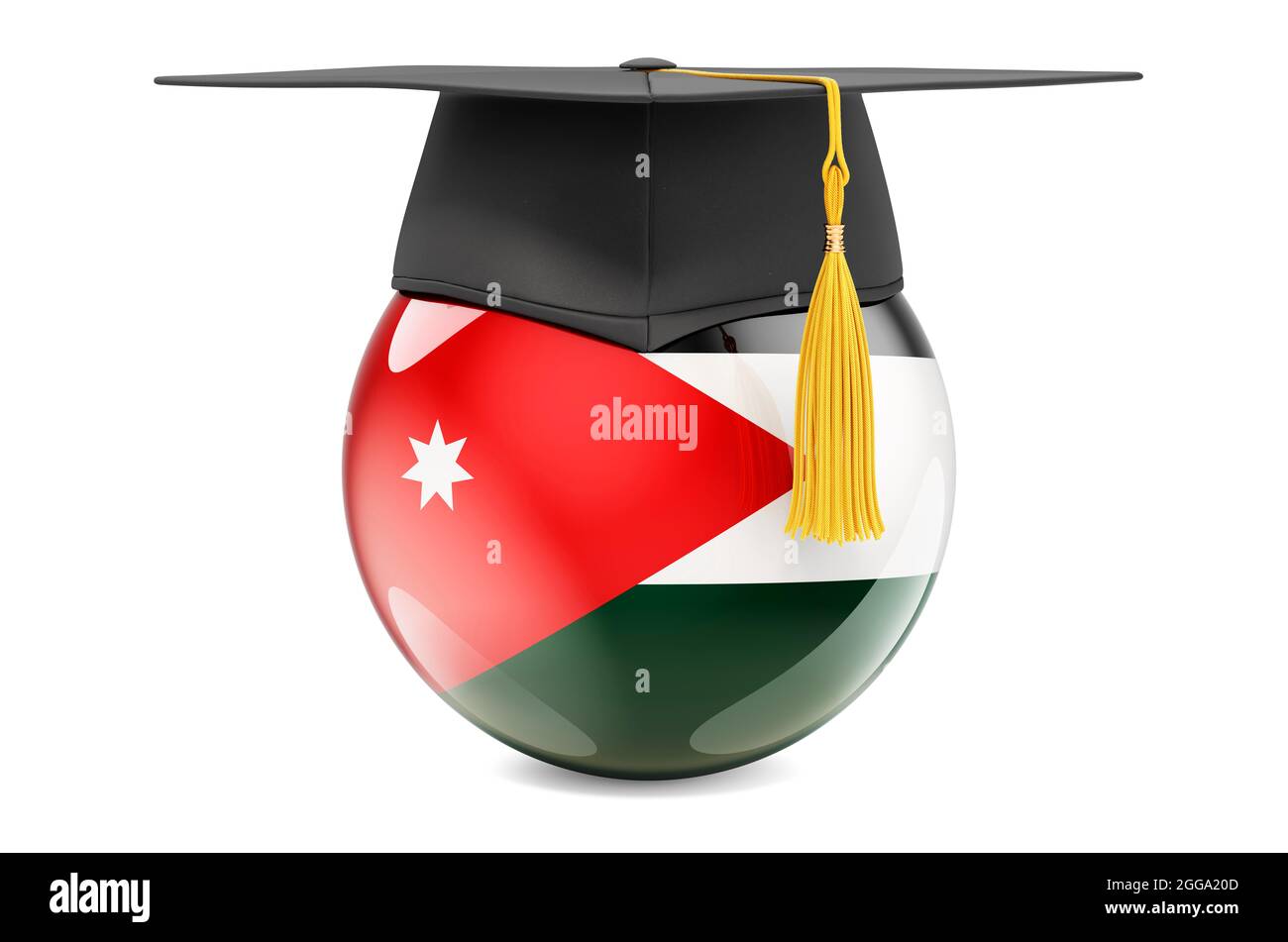 Education in Jordan concept. Jordanian flag with graduation cap, 3D  rendering isolated on white background Stock Photo - Alamy