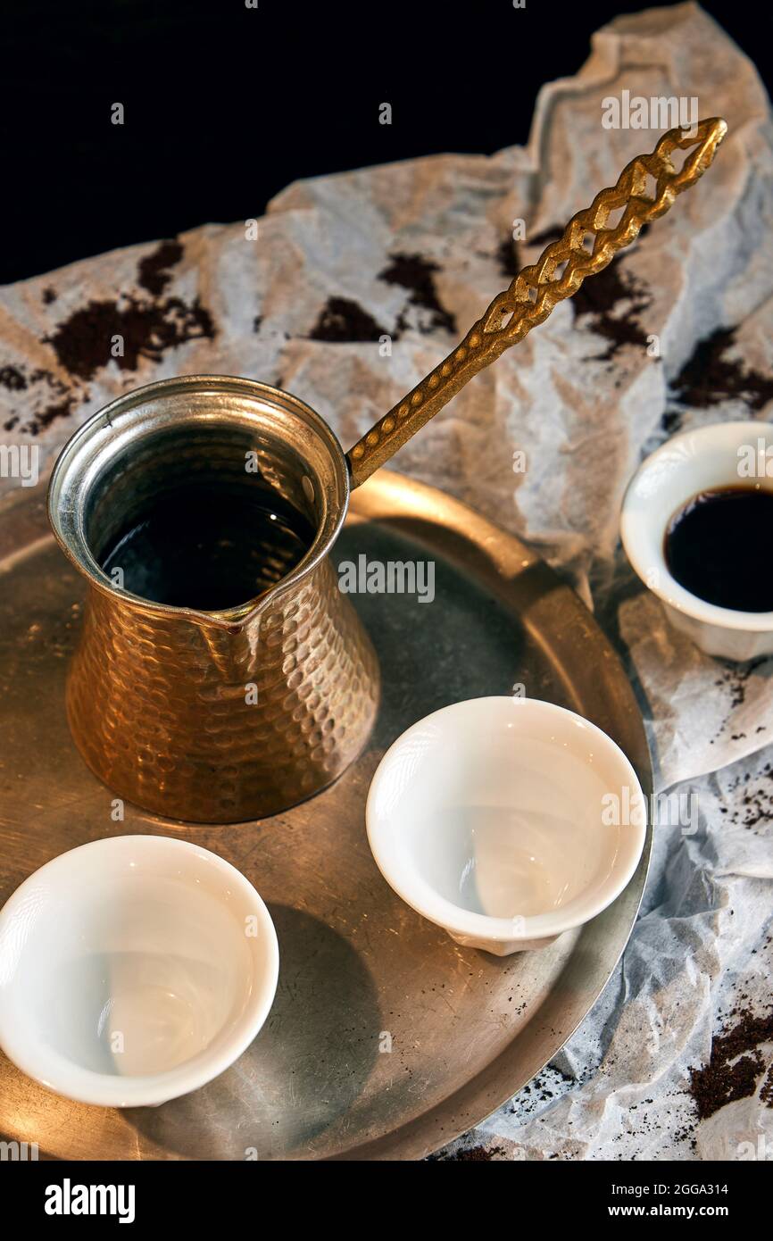 traditional Turk for coffee and Arabic coffee with cups Stock Photo Alamy