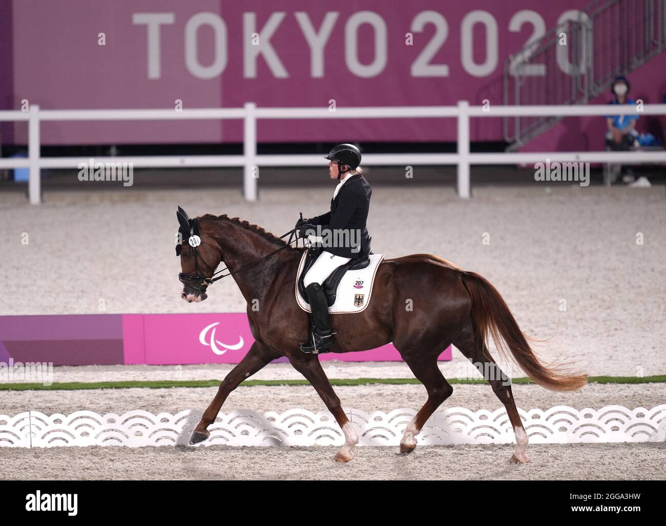 Germany's Heidemarie Dresing with horse La Boum 20 compete in the Dressage Individual Freestyle Test - Grade II at the Equestrian Park during day six of the Tokyo 2020 Paralympic Games in Japan. Picture date: Monday August 30, 2021. Stock Photo