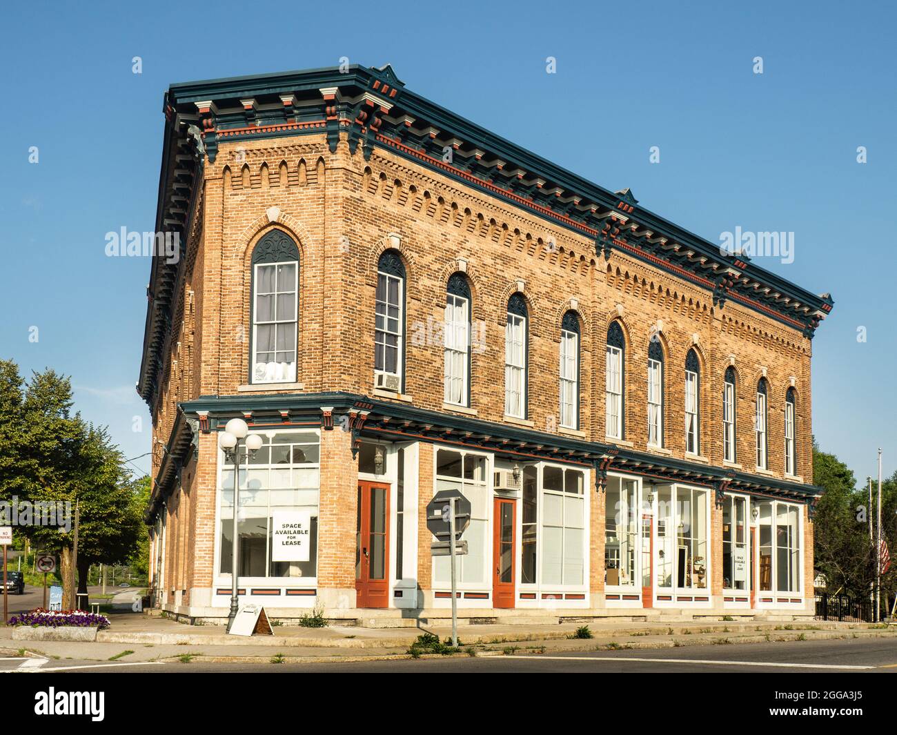 View of the small town of Jordan, New York with commercial real estate for rent Stock Photo