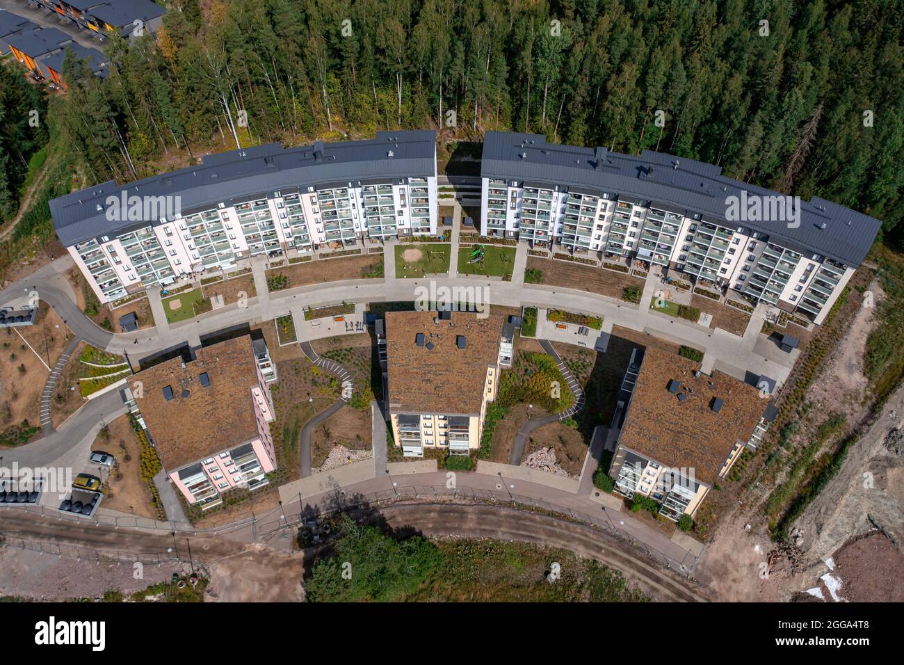 Aerial view of the brand new neighborhood Kalliolahde of Espoo, Finland