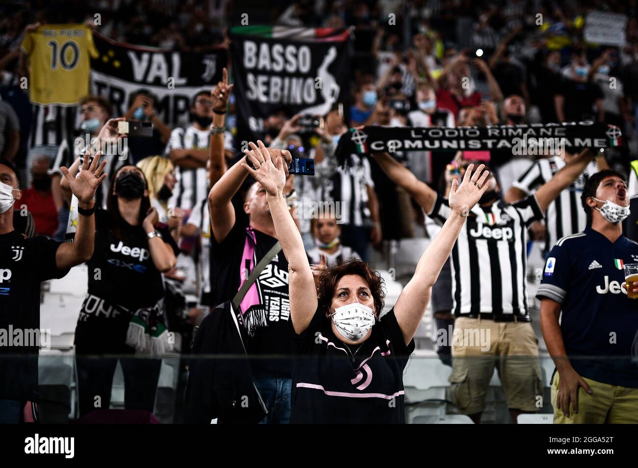 A Juventus soccer fan shows a scarf to remember the Heysel tragedy at the  King Baudouin stadium in Brussels, Sunday May 29, 2005. Fans from Britain,  Italy and Belgium marked the Heysel