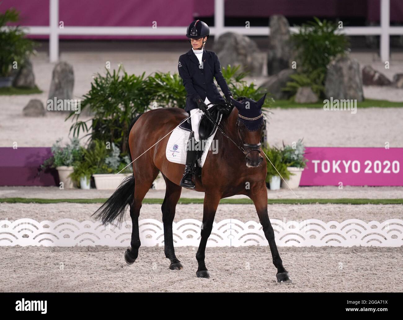 Italy's Sara Morganti with horse Royal Delight compete in the Dressage Individual Freestyle Test - Grade I at the Equestrian Park during day six of the Tokyo 2020 Paralympic Games in Japan. Picture date: Monday August 30, 2021. Stock Photo