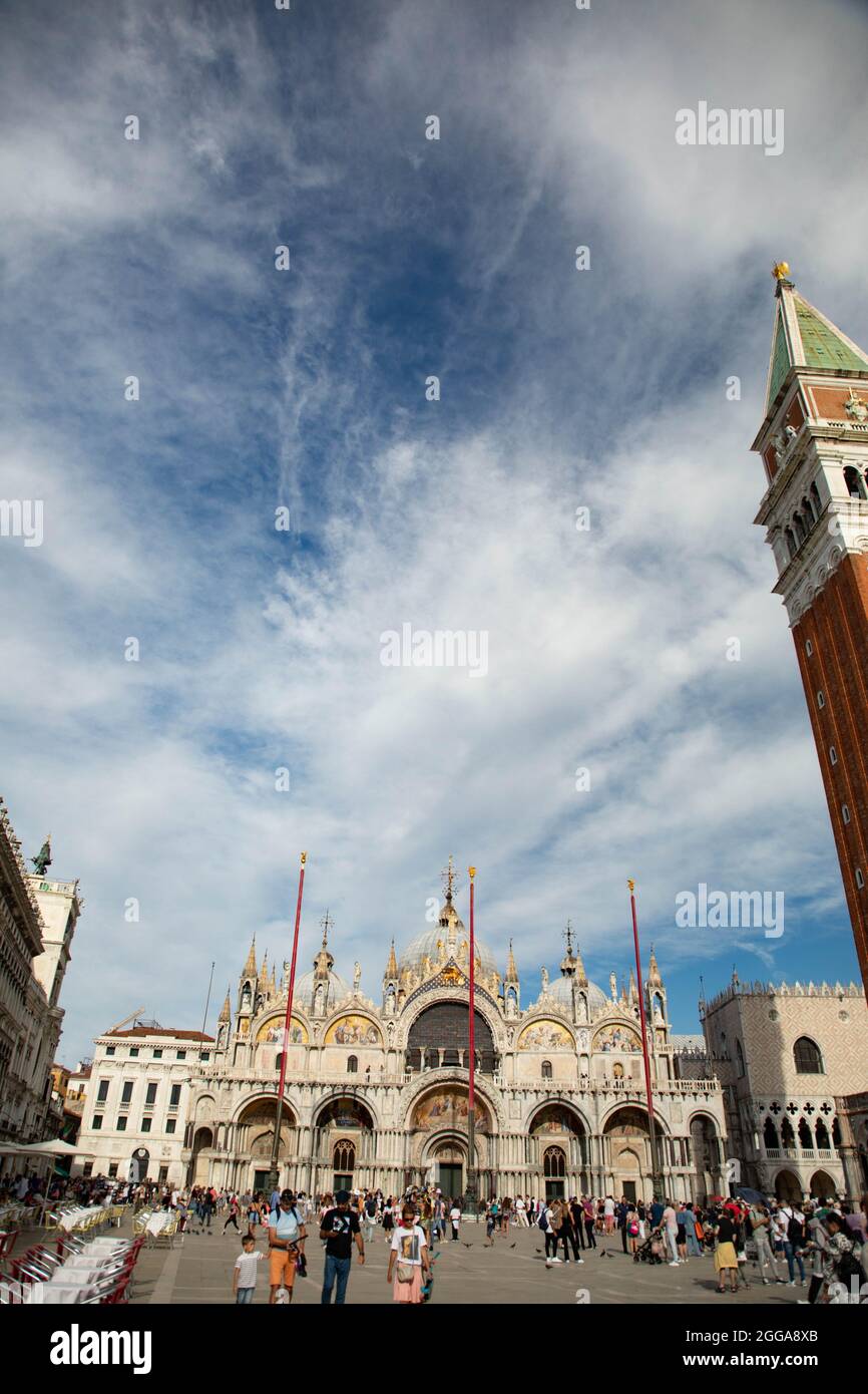 Piazza San Marco and the homonymous basilica of San Marco, Venice, Italy Stock Photo
