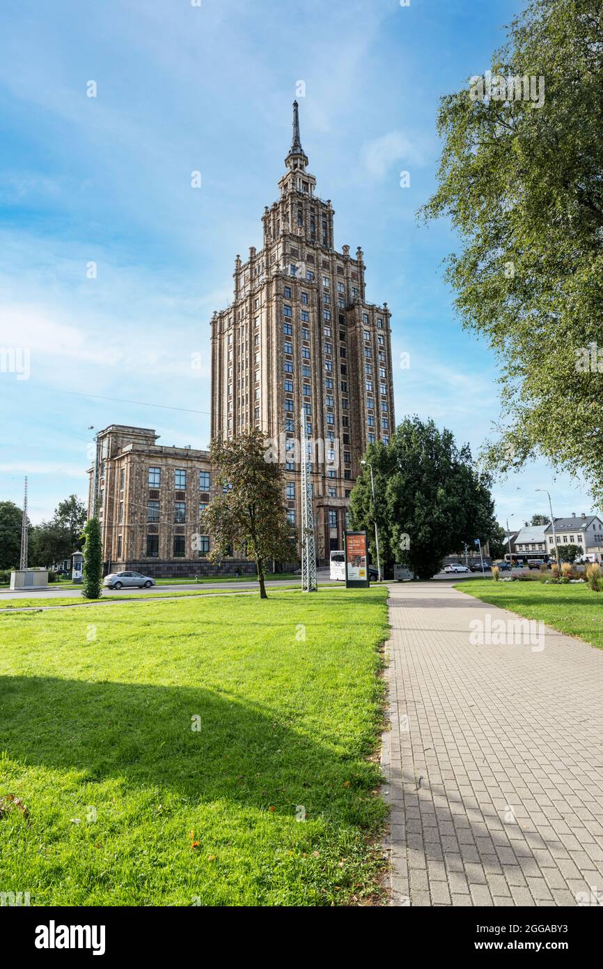 Riga, Latvia. August 2021.  panoramic view of the Latvian Academy of Sciences in the city center Stock Photo