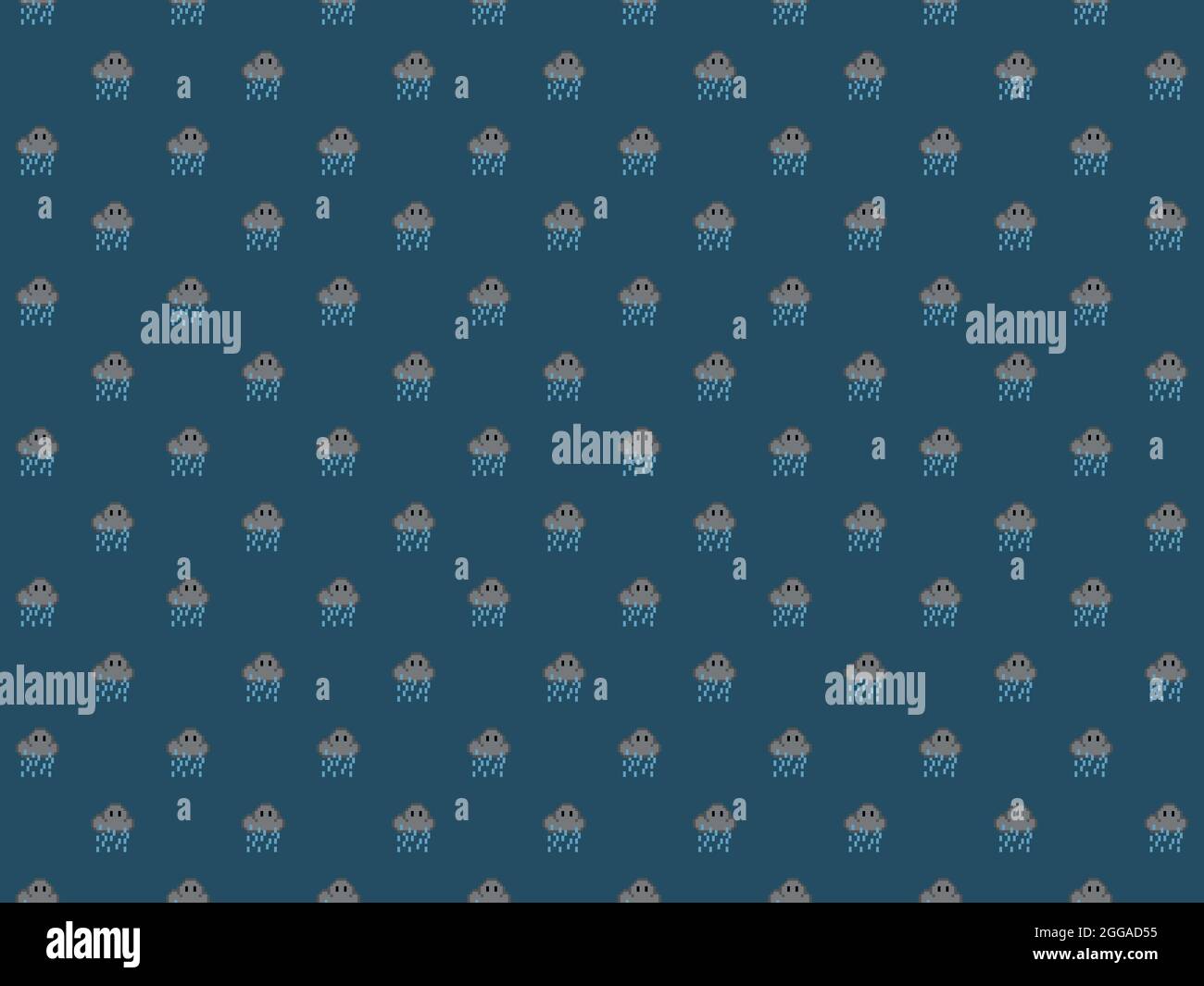Pixel 8 bit rainy cloud - seamless high res pattern Stock Photo - Alamy