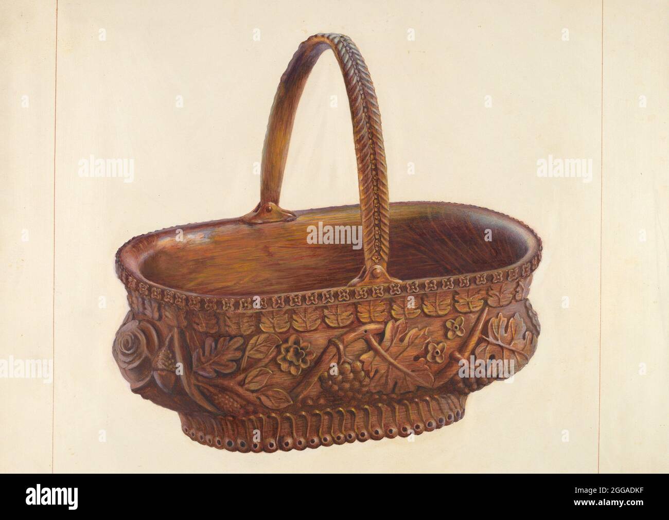 Carved Wooden Basket, c. 1938 Stock Photo Alamy