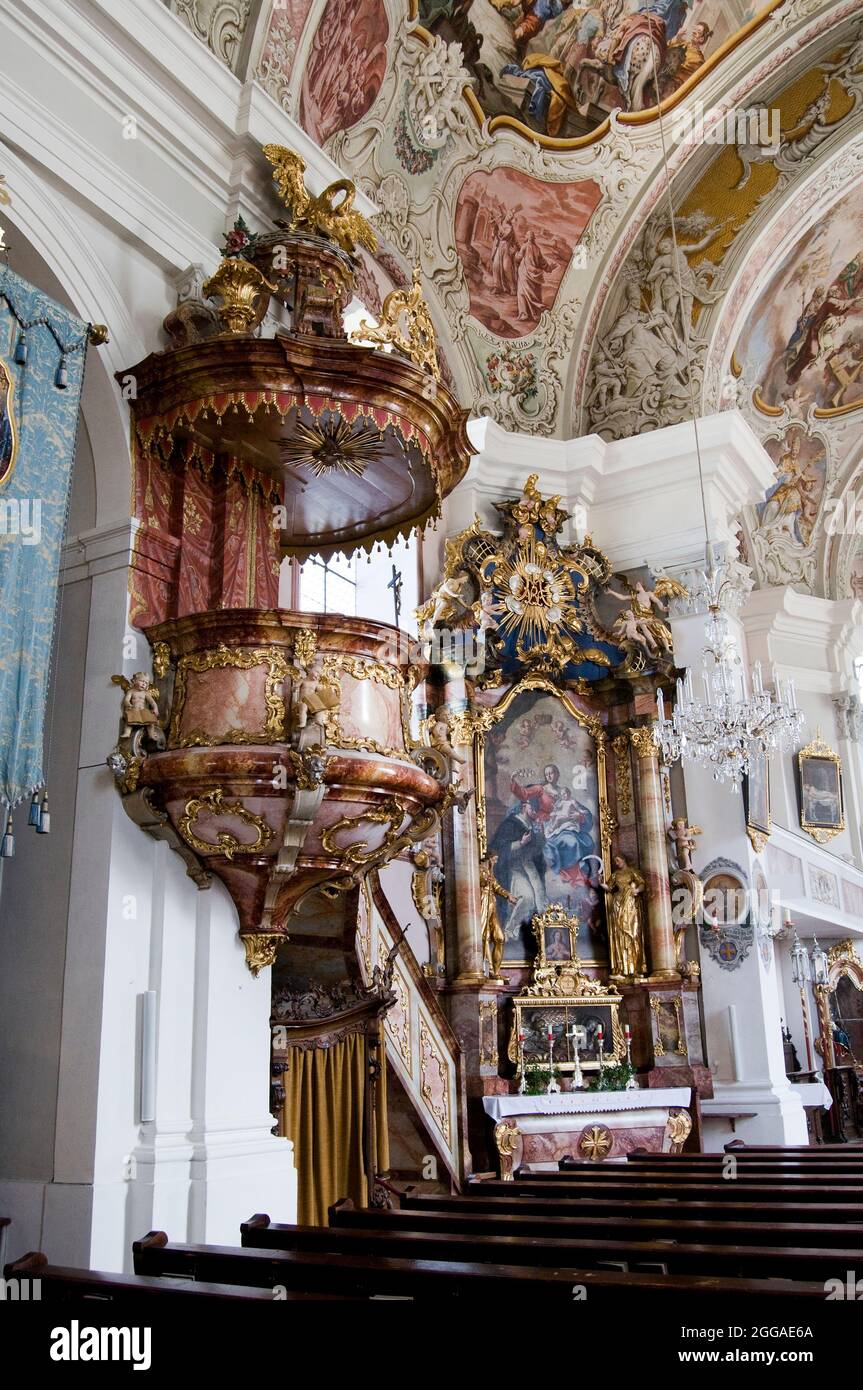 Interior Of St. Peter and St. Paul Parish Church In The Village Of Soll In Austria Stock Photo