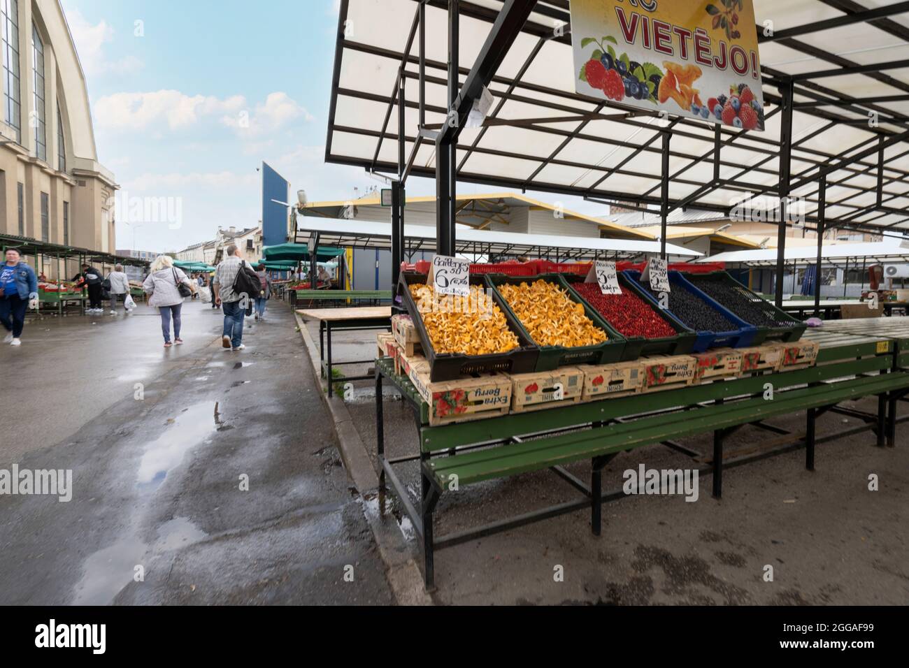 Riga, Latvia. August 2021. The stalls of vegetables and fruits in the central market in the city center Stock Photo