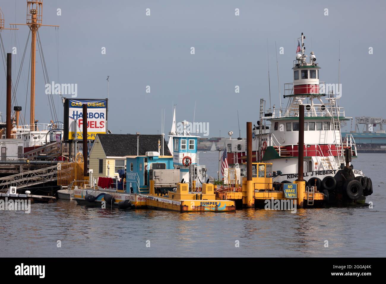 Tugboat fuel dock Boston Harbor Stock Photo Alamy