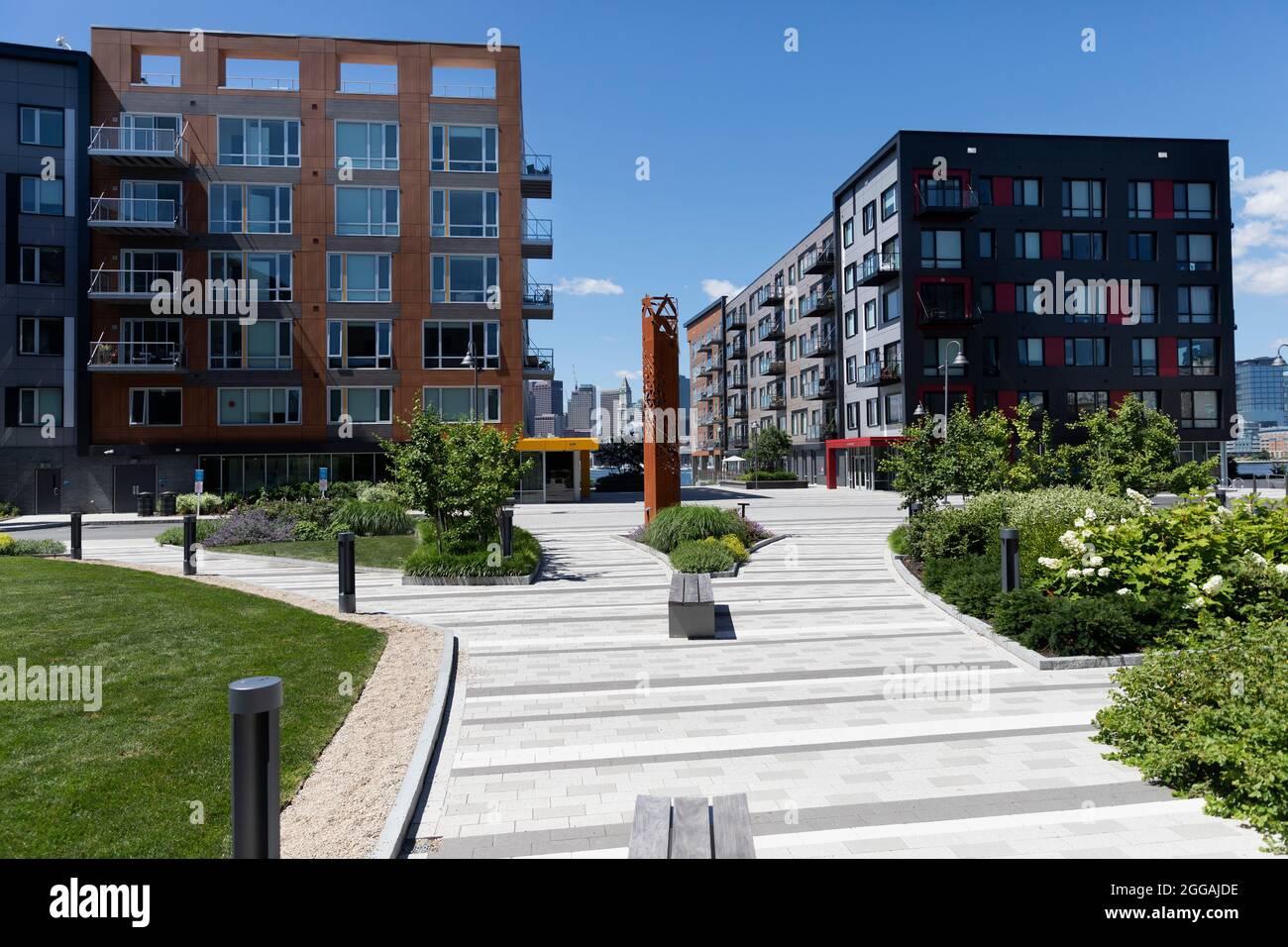 Clippership Wharf apartment complex East Boston Massachusetts Stock