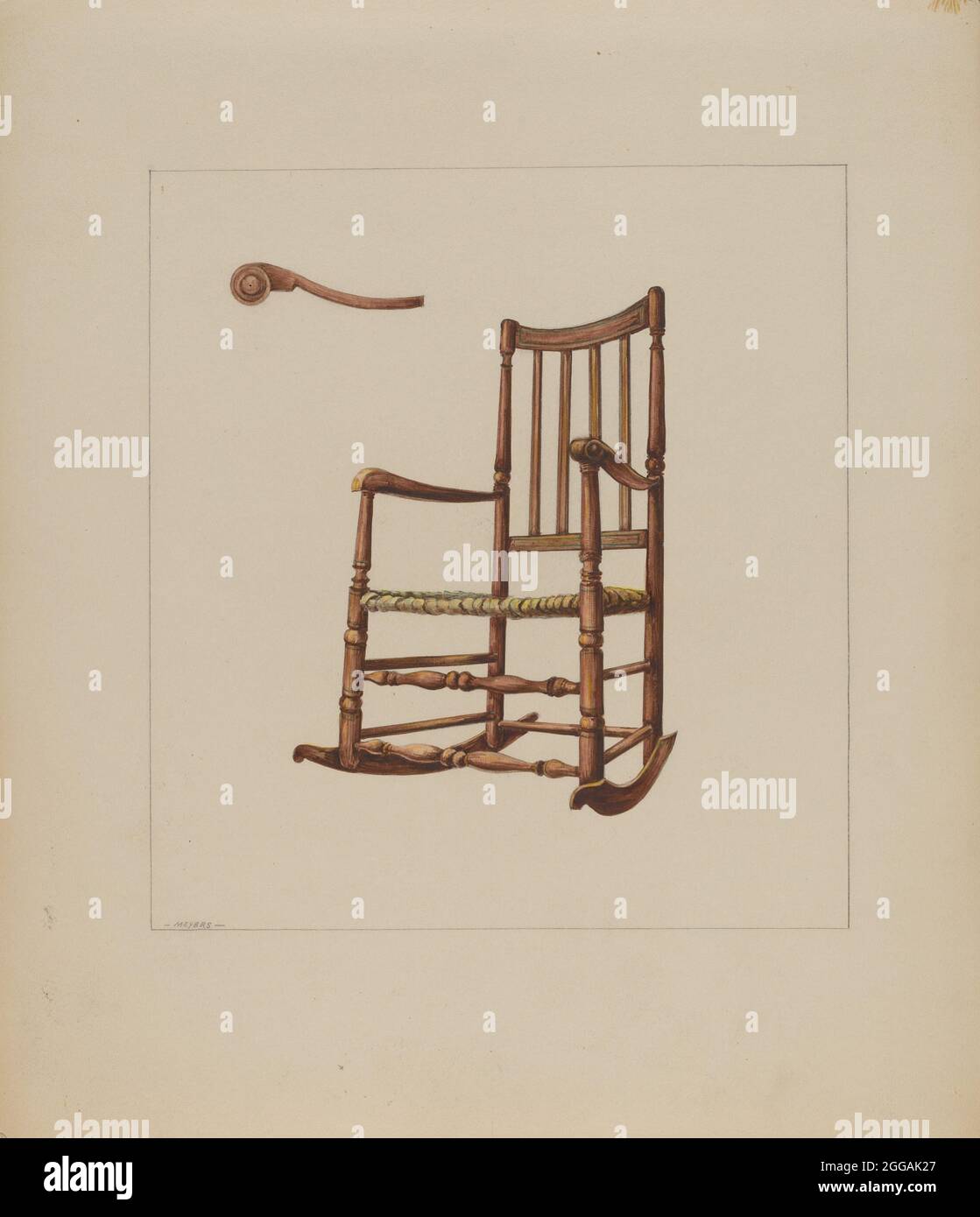 Pencil Rocking Chair Watercolor colored pencil and graphie on paperboard hi-res stock ...