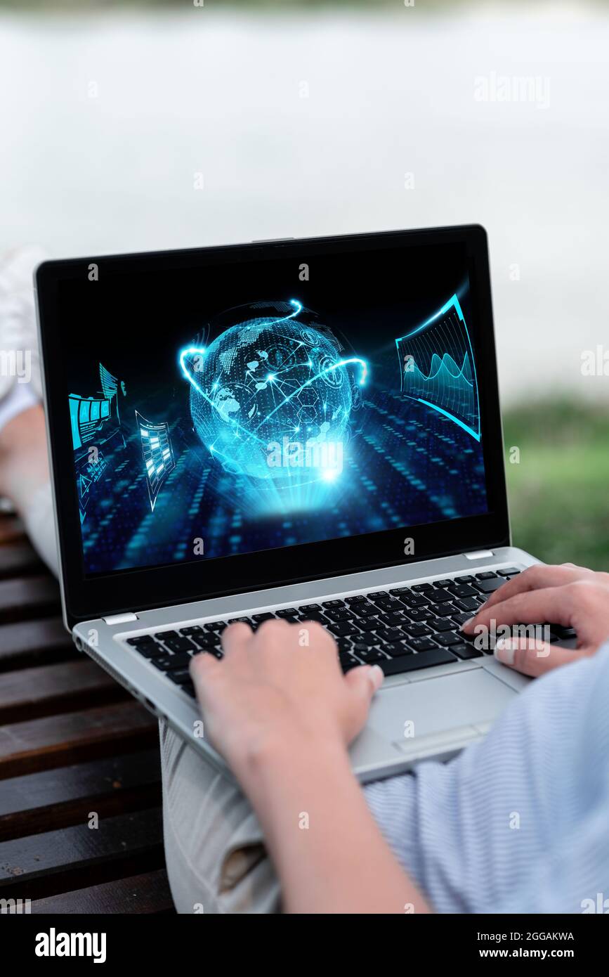 Now Leg Computer Laptop Resting On Lap Of Woman With Flat Legs Outdoors Accomplishing ...
