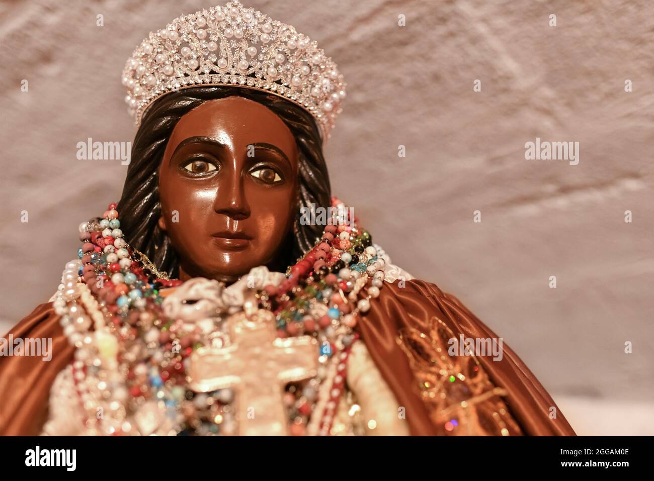 Black Saint Sarah in a church, the patroness of the gypsies Stock Photo