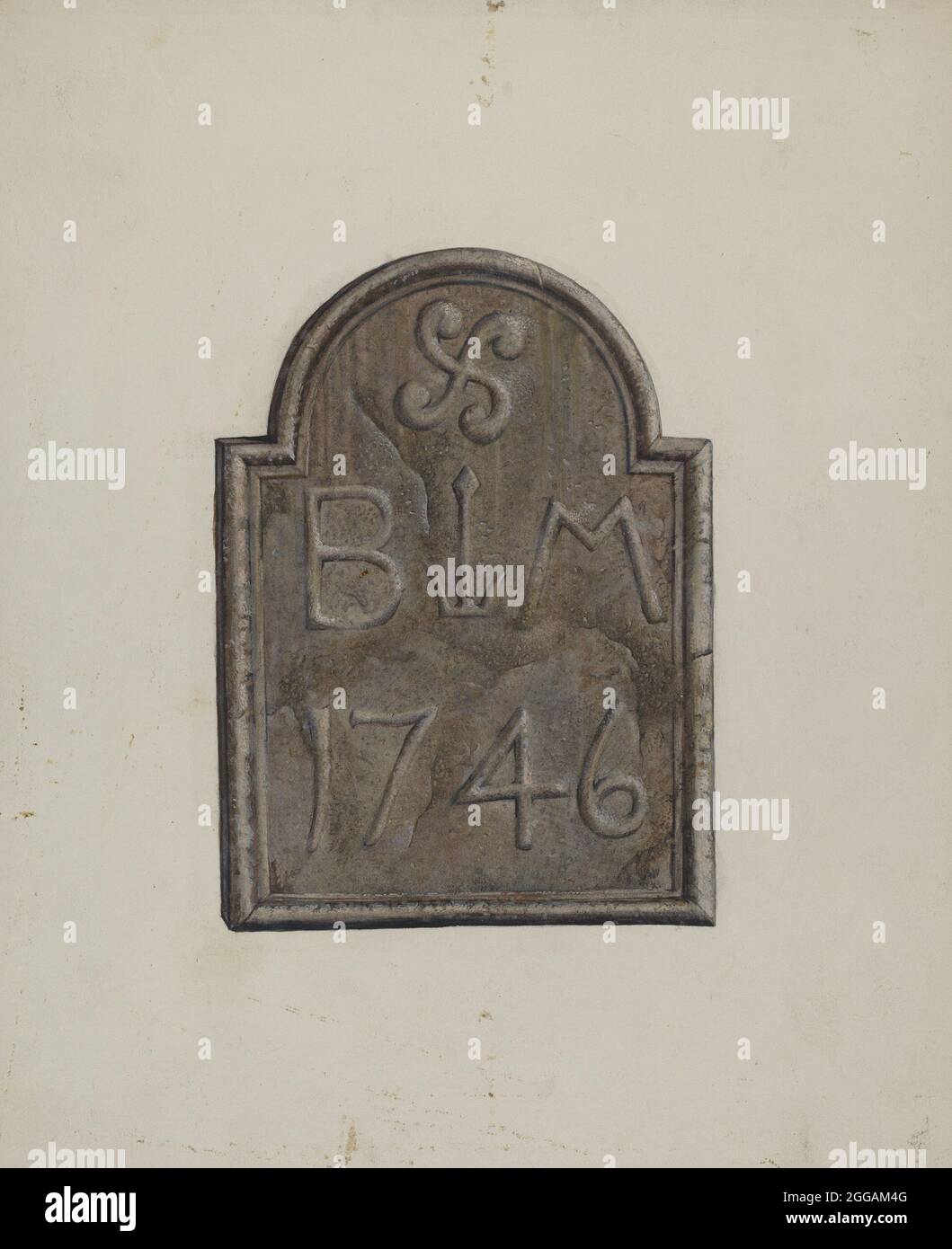 Carved Date Stone, c. 1939. Stock Photo