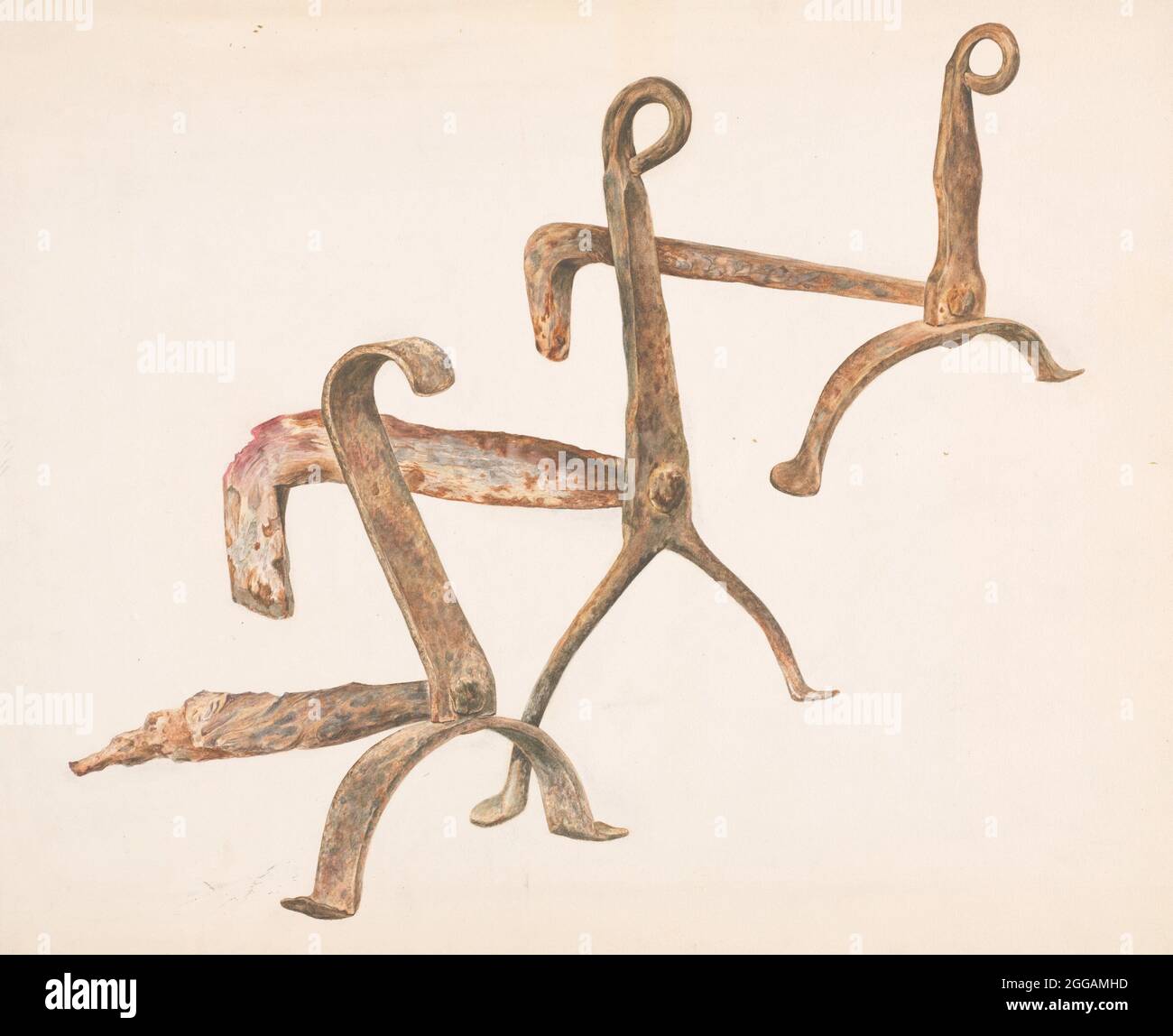 Fire Dogs or Andirons, c. 1938 Stock Photo Alamy