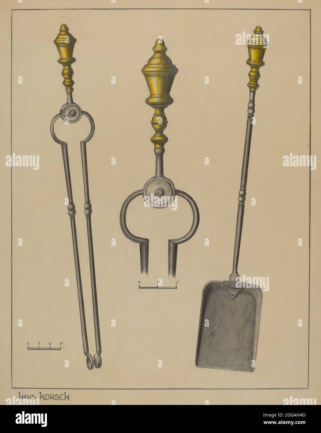 Fire Tongs and Shovel, c. 1937 Stock Photo Alamy