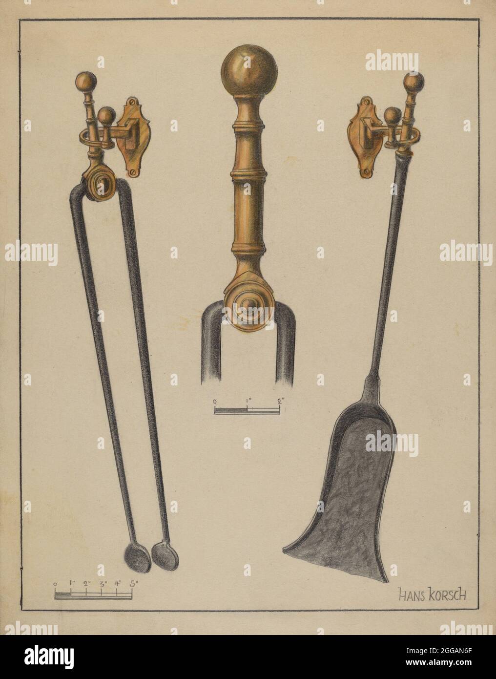 Fire Tongs, Shovel, and Jamb Hooks, c. 1937 Stock Photo Alamy