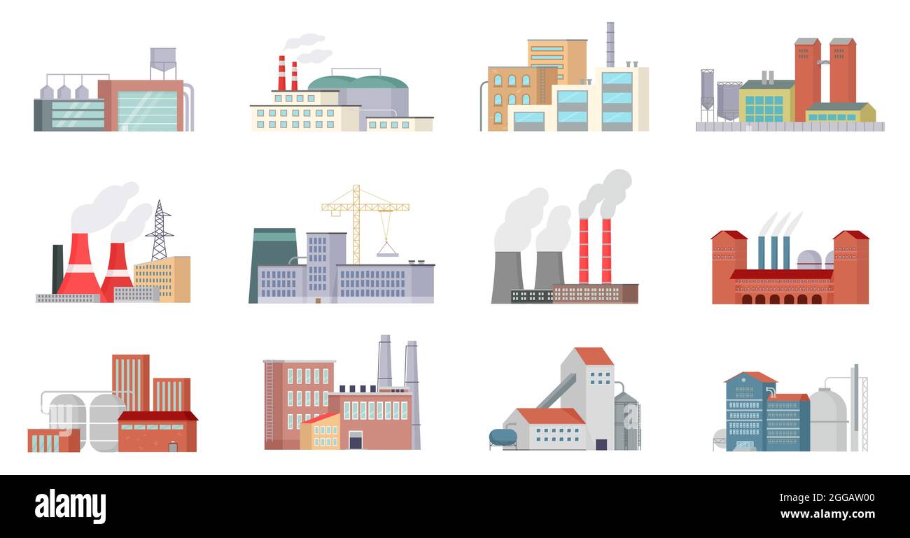 Industrial building factory, industry power station, energy plant set vector illustration. Cartoon exterior of modern urban city architecture collection, business construction isolated on white Stock Vector Image & Art - Alamy Industrial building factory, industry power station, energy plant set vector illustration. Cartoon exterior of modern urban city architecture collection, business construction isolated on white Stock Vector Image & Art - Alamy
