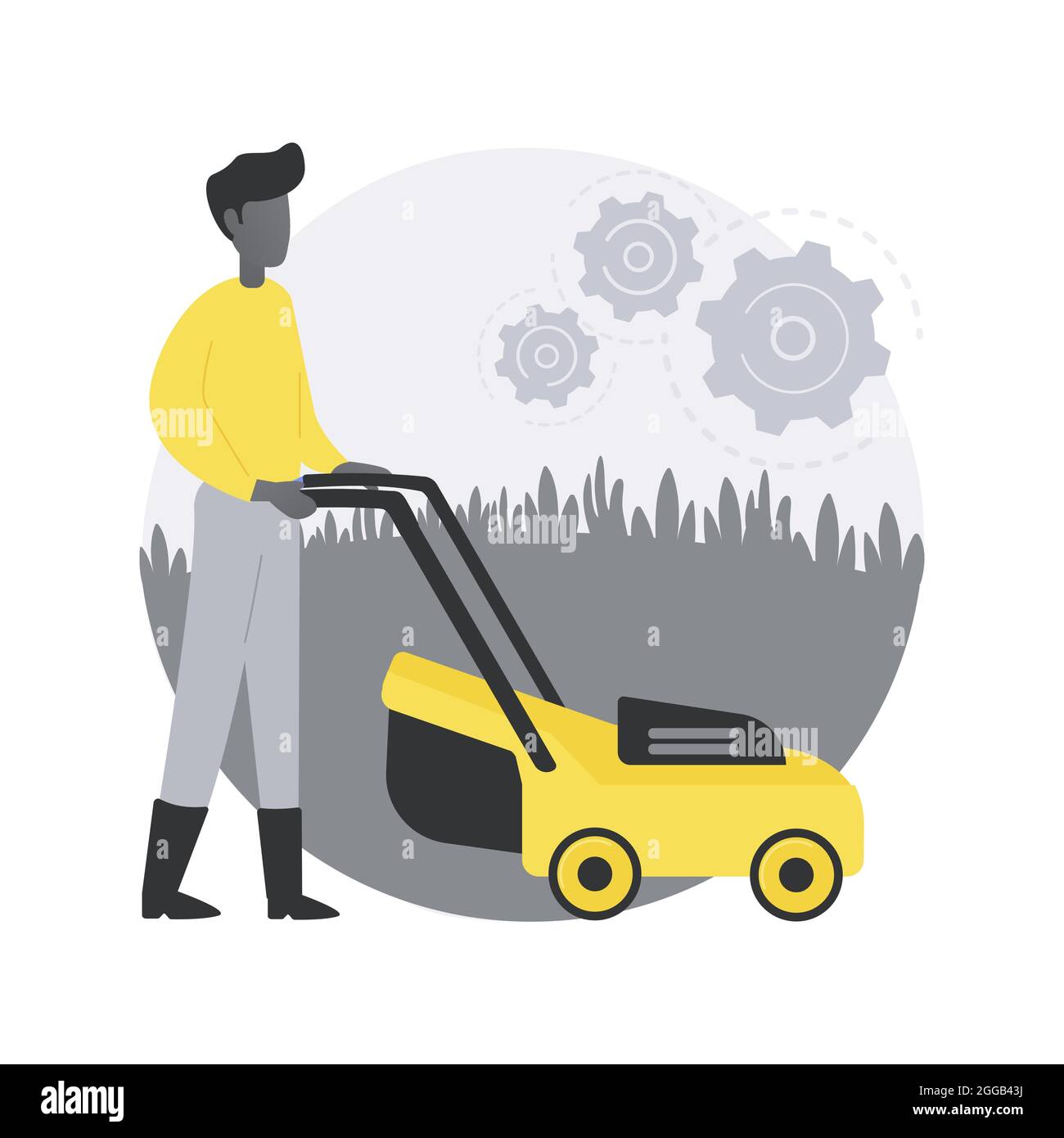 Lawn mowing service abstract concept vector illustration. Stock Vector