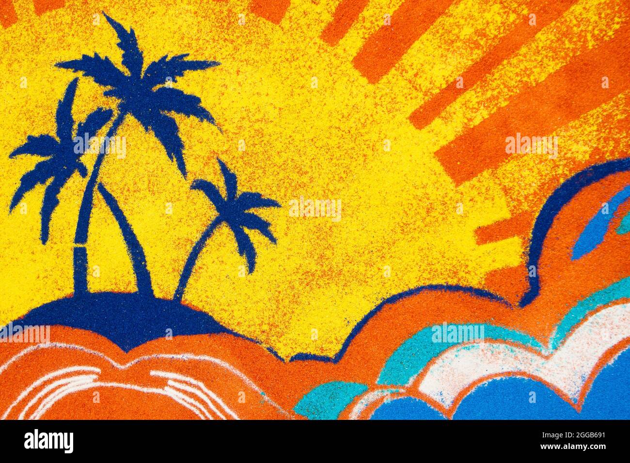 Graphic representation with sawdust compost of some palm trees Stock Photo Alamy