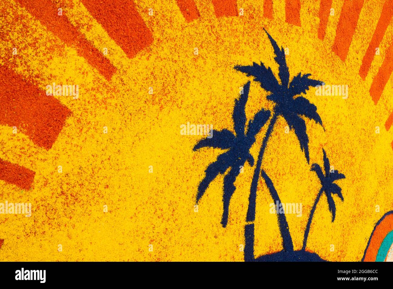 Graphic representation with sawdust compost of some palm trees Stock Photo Alamy