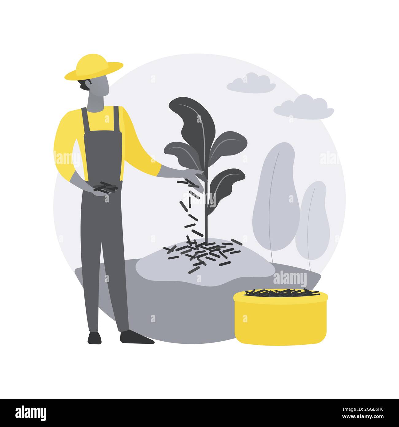 Mulching plants abstract concept vector illustration. Stock Vector