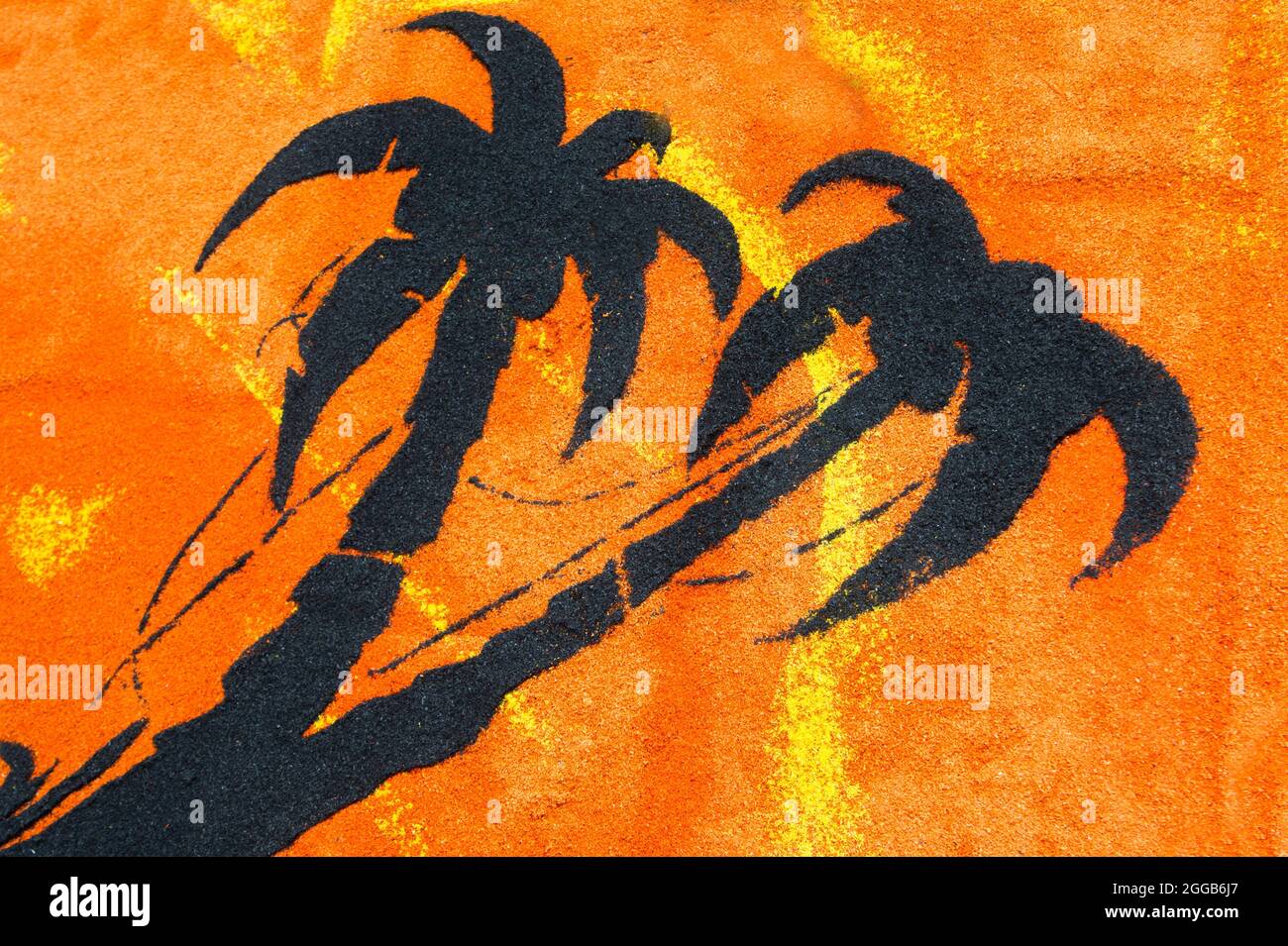 Graphic representation with sawdust compost of some palm trees Stock Photo Alamy