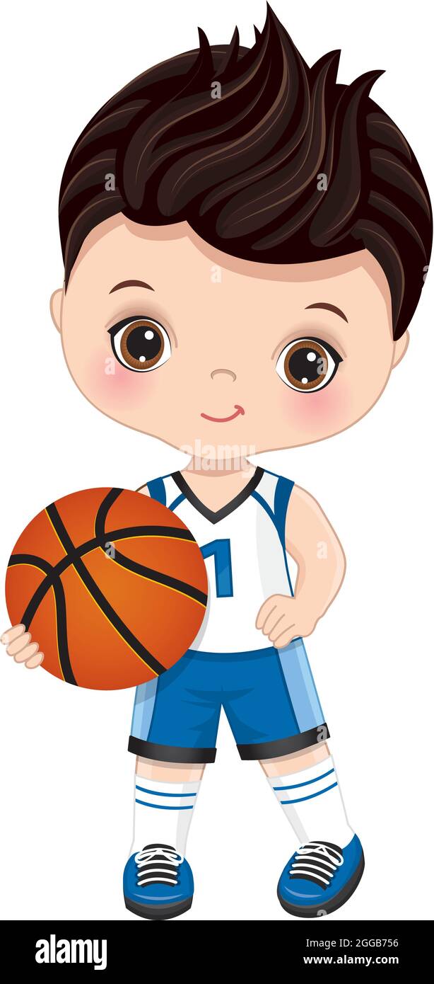 Cute Little Boy Playing Basketball. Vector Little Basketball Player Stock  Vector Image & Art - Alamy