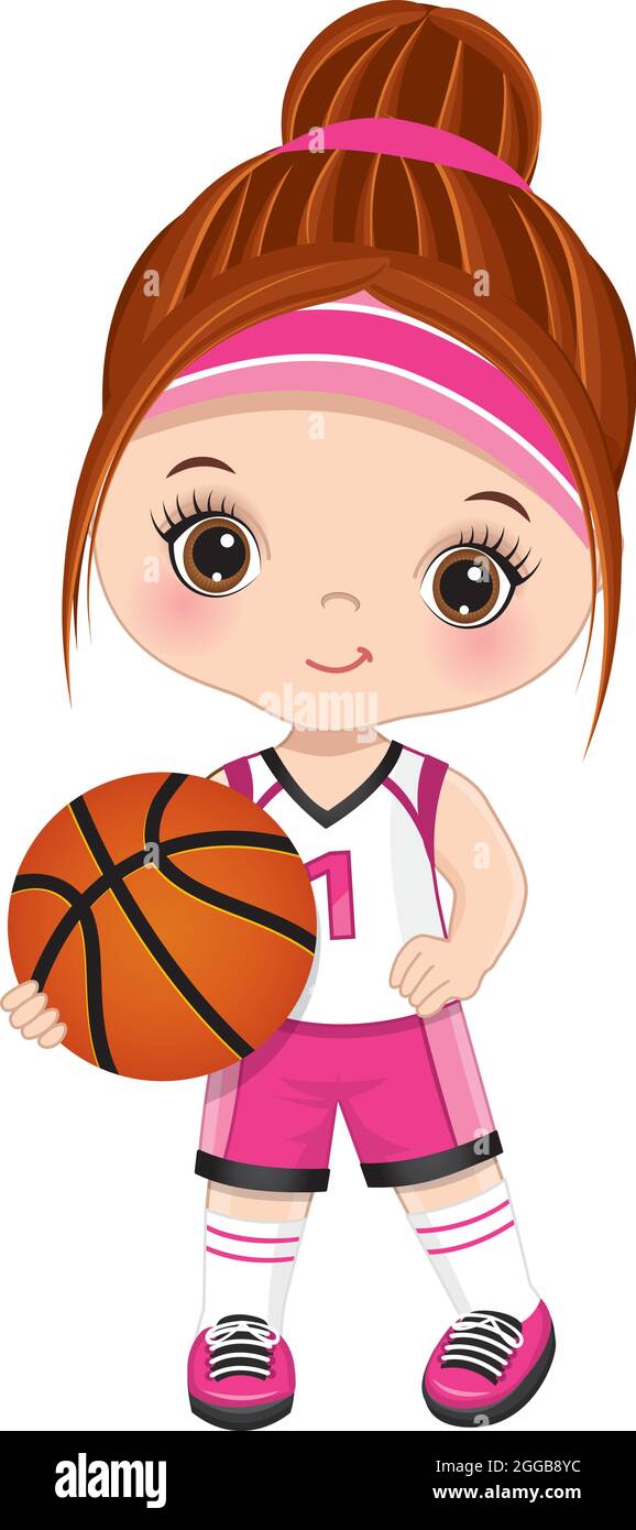 Little girl plays basketball. Flat design concept with cute African  American baby hitting a ball. Vector illustration isolated on white  background Stock Vector Image & Art - Alamy