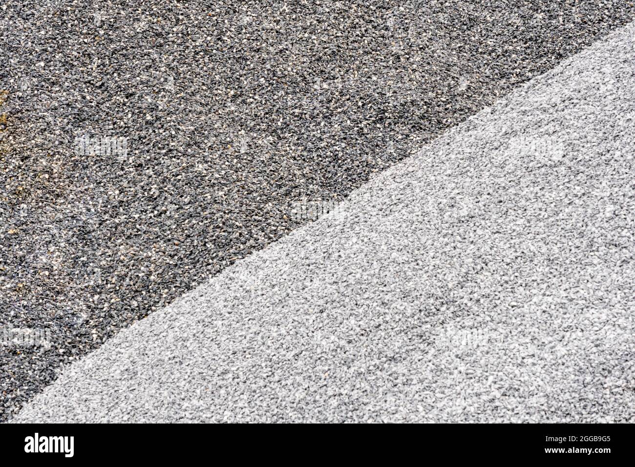 Grey and dark grey two tone. Gravel used to make concrete , to mix with asphalt , to create gravel road or gravel path , to create gravel floor and gr Stock Photo