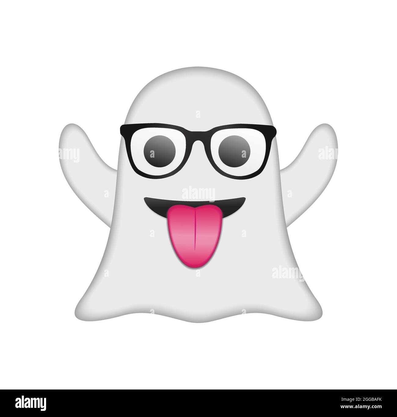Ghost emoji vector illustration isolated. Halloween ghost emoticon on white background. Stock Vector