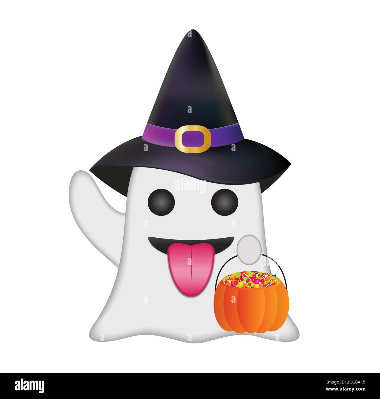 Ghost emoji vector illustration isolated. Halloween ghost emoticon on white background. Stock Vector