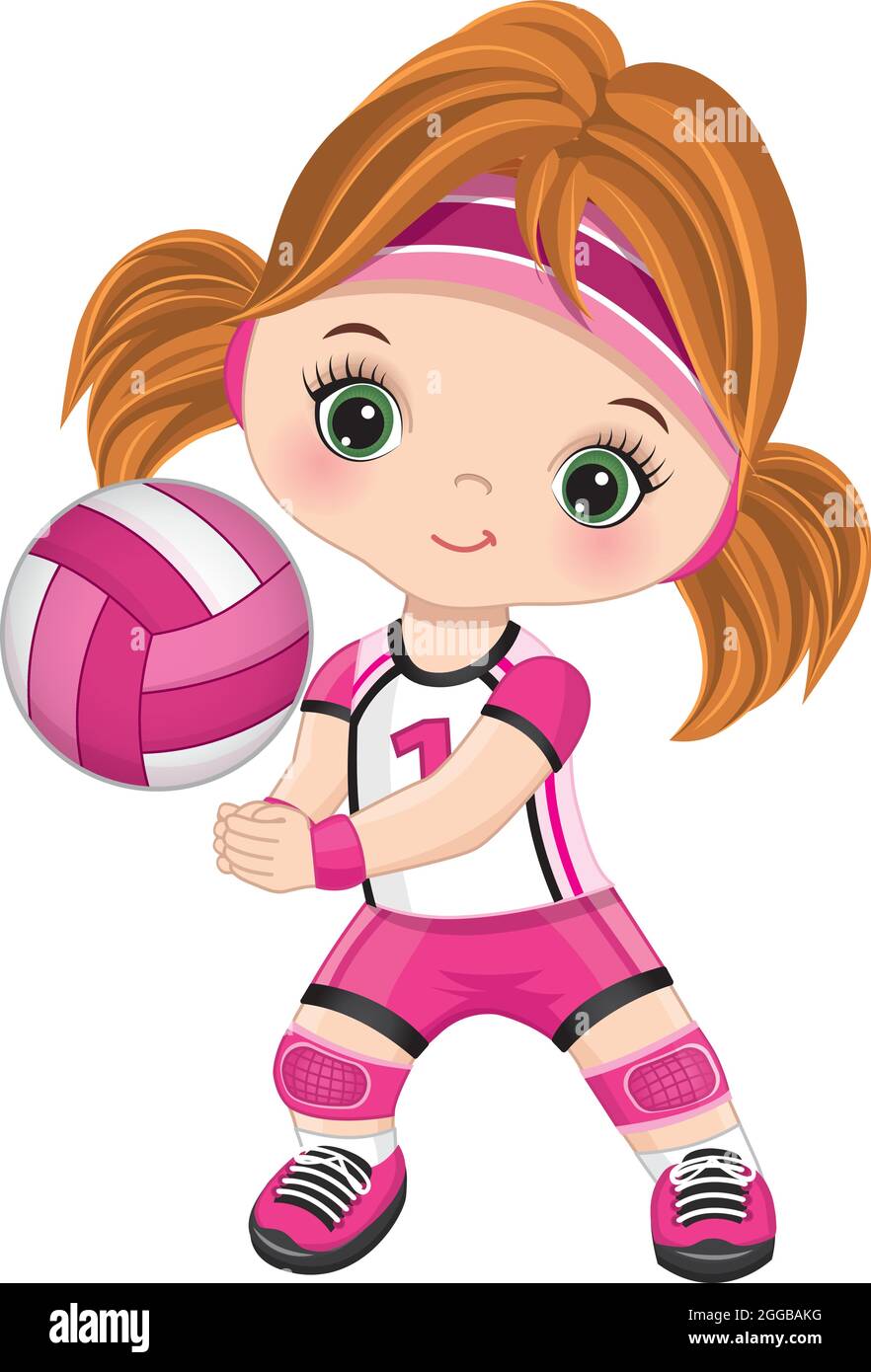 Cartoon Girl Volleyball Player