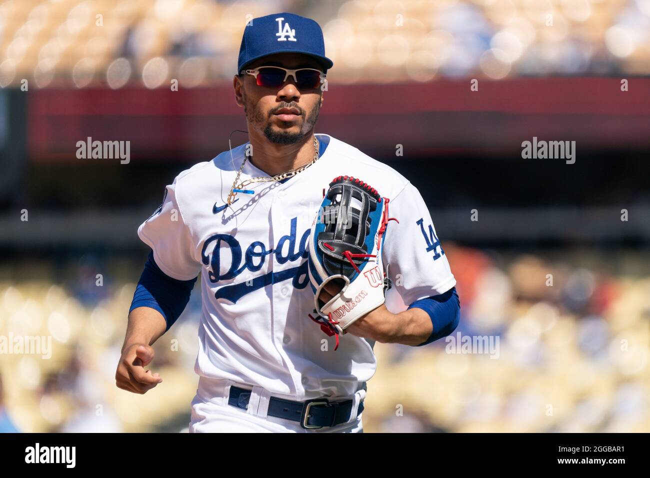 Los Angeles Dodgers right fielder Mookie Betts (50) during a MLB game  against the Colorado Rockies, Sunday, August 28, 2021, in Los Angeles, CA.  The R Stock Photo - Alamy