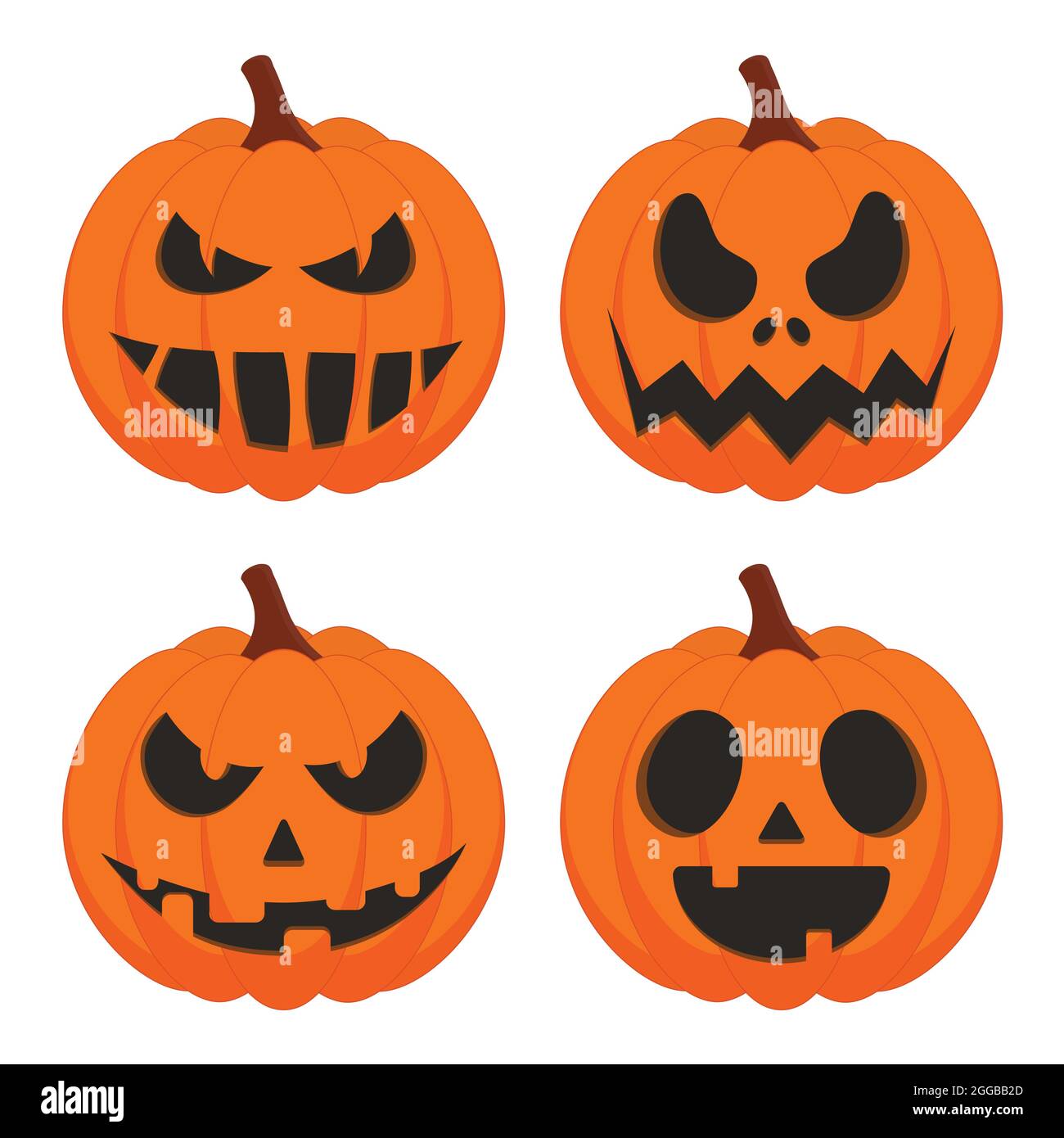 Halloween pumpkin vector set isolated on white background. Scary Jack O ...