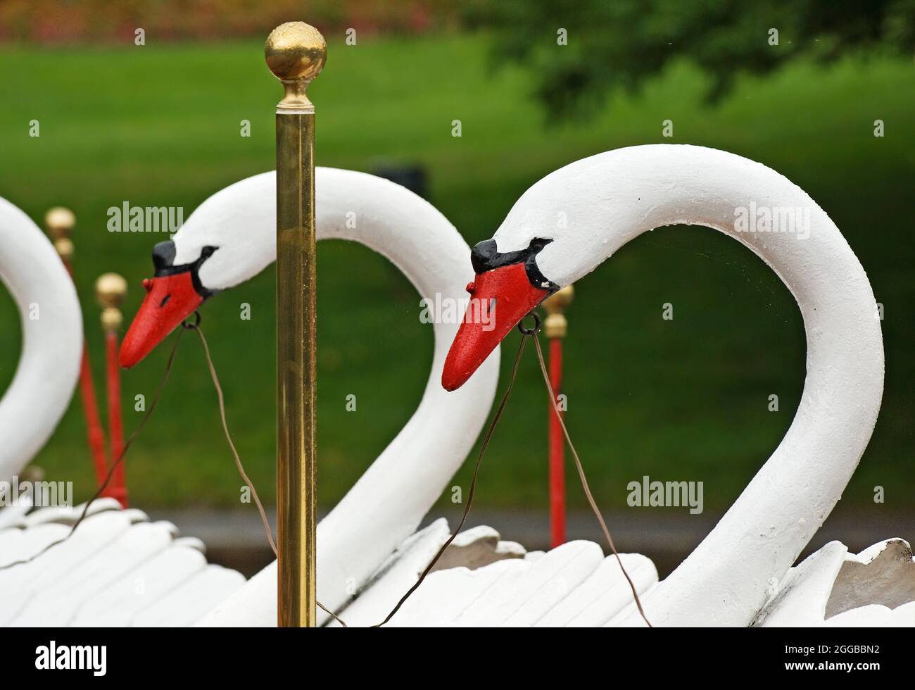 Historic swan boats at public gardens in Boston Massachusetts Stock Photo