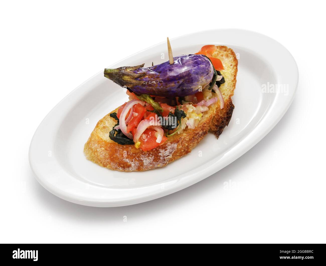 small zebra eggplant pincho  isolated on white background Stock Photo