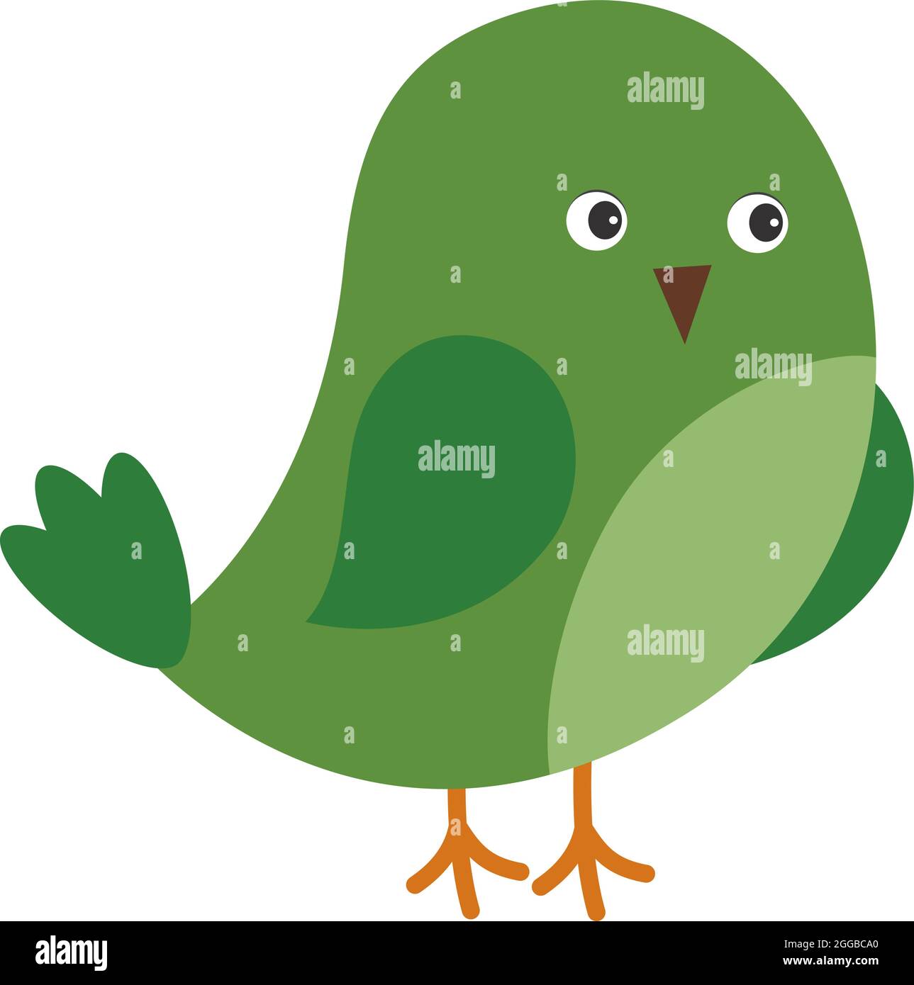 Cute Green St. Patrick Bird. Vector Green Bird Stock Vector